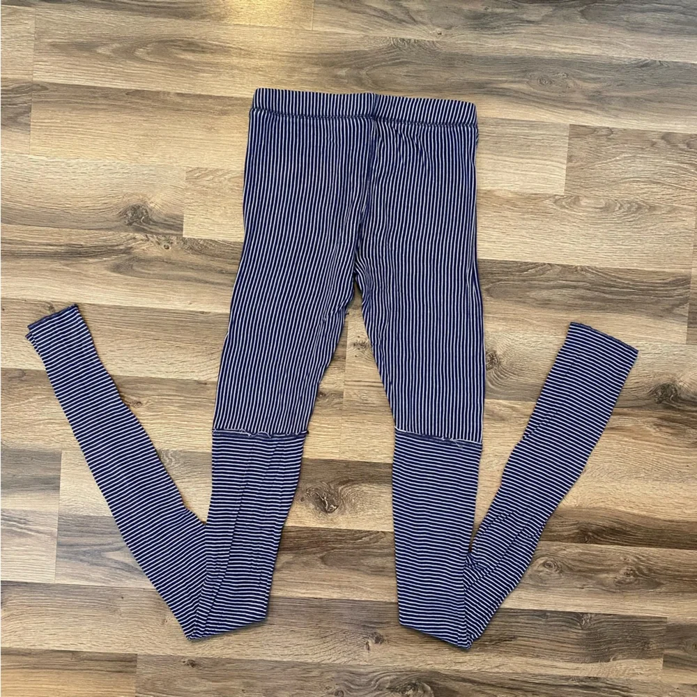 Free People Blue/White Striped Extra Long Leggings - Picture 4 of 5